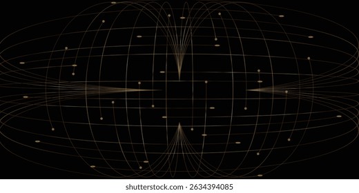 Abstract golden spiral design on black background. A mesmerizing abstract image featuring concentric golden spirals against a deep black backdrop.