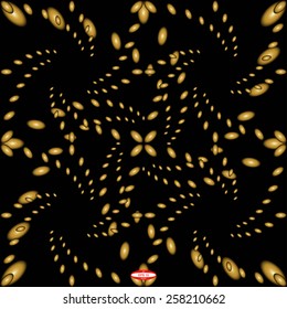 abstract golden spiral pattern beige texture with brown ellipse abstract yellow line on black background vector