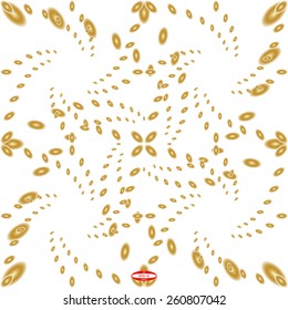 abstract golden spiral pattern beige texture with brown ellipse abstract yellow line on white background vector