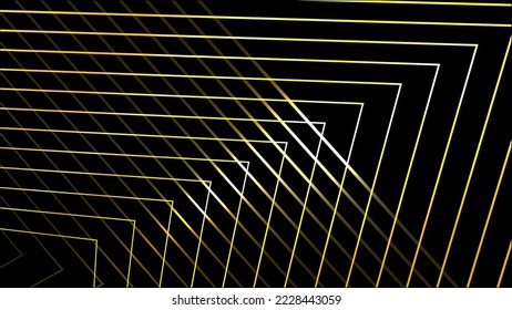 Abstract golden squares lines pattern isolated on black background. Vector graphic illustration.