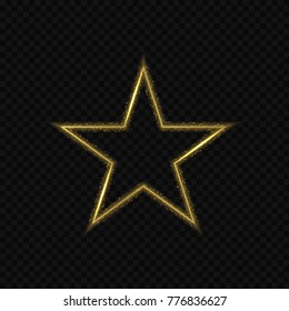 Abstract Golden Star emblem with sparkles and glitters. Luxury honor symbol, Vector illustration