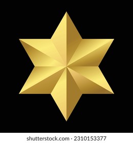 Abstraktes goldenes Sternsymbol auf Schwarz. Vektorgrafik.