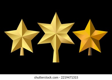 Abstract golden star isolated on black. Vector illustration.