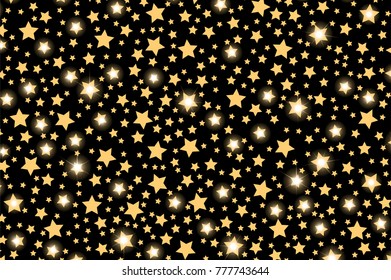 Abstract golden starfall effect pattern isolated on transparent background. Vector illustration