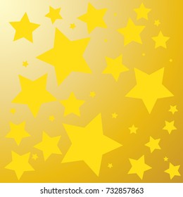 abstract golden stars on bright yellow vector background