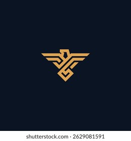 Abstract golden stilyzed eagle symbol design