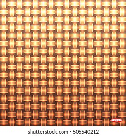 Abstract Golden Striped Pattern. Wicker Structural Texture. Vector Illustration