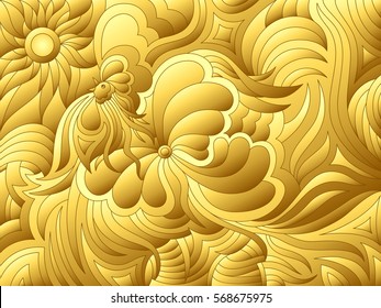Abstract golden stylized image of a rooster
