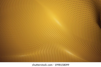 Abstract golden technology particles background. Dynamic particles wave. Vector illustration