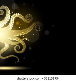 abstract golden tentacles on a black background