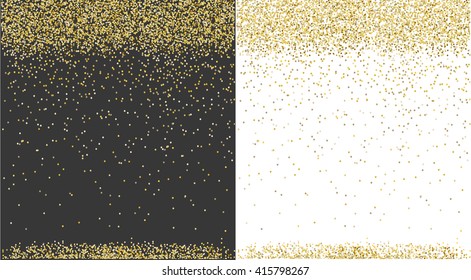 Abstract golden texture on a dark background and white. Background with sparkles. Gold glitter