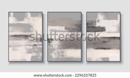 Abstract golden textured vector art triptych, modern vector painting
