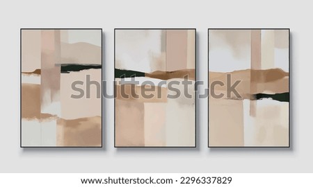 Abstract golden textured vector art triptych, modern vector painting
