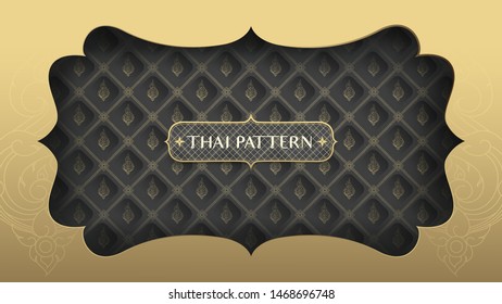 Abstract golden Thai pattern black and gold ripped paper art background.