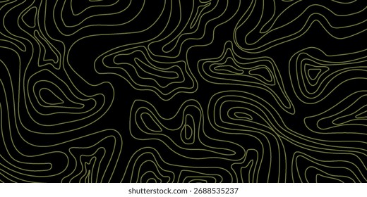 Abstract golden topographic lines on a dark black background, forming a luxurious and modern dynamic pattern.