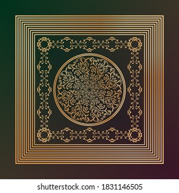 abstract golden tracery in square frame