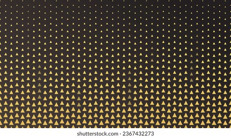 Abstract golden triangles in halftone style on dark background