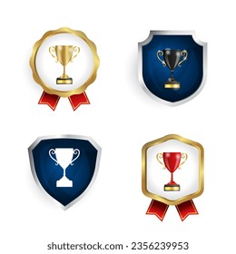 Abstract Golden Trophy Badge and Label Collection, can be used for business designs, presentation designs or any suitable designs.