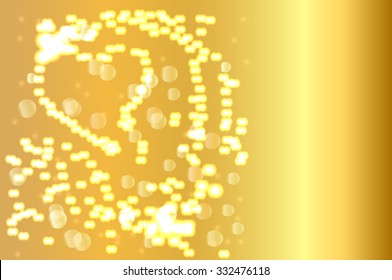 Abstract golden vector background. Gold  Christmas background. Abstract background with bokeh defocused lights