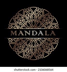 Abstract golden vector, decorative geometric ornament, black and gold mandala. Vector design