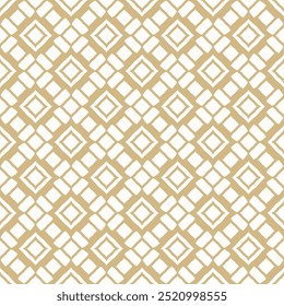 Abstract golden vector geometric seamless ornament in oriental style. Elegant gold and white pattern with diamond shapes, grid, lattice, floral silhouettes. Abstract background texture. Repeat design