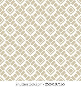 Abstract golden vector geometric seamless ornament. Elegant gold and white pattern with diamond shapes, grid, lattice, floral silhouettes. Abstract background texture. Repeated decorative design