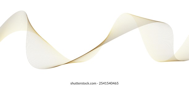 Abstract golden wave design on a white background