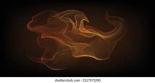 Abstract golden wave element. Abstract background of wave form.