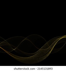 Abstrakte goldene Welle mit glänzenden Teilchen. Design-Element.