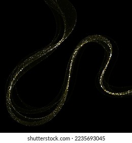 Abstract golden wave with glitter particles. Design element.