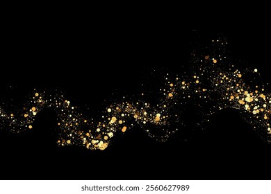 Abstract golden wave with glitter particles. Design element.