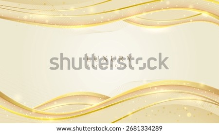 Abstract golden wave luxury background with shiny elegant glitter effect, premium glamorous gold light design for modern stylish decoration and deluxe celebration template.