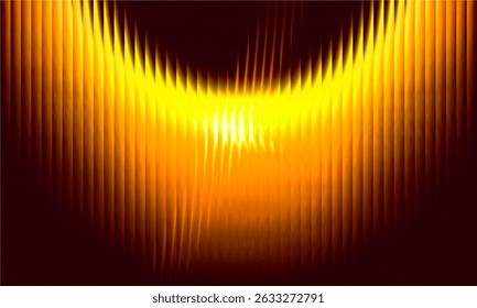 Abstract golden wave pattern creates dynamic visual flow in a dark background during late evening