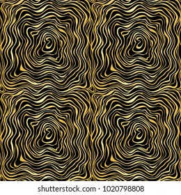 Abstract Golden Wave Seamless Pattern