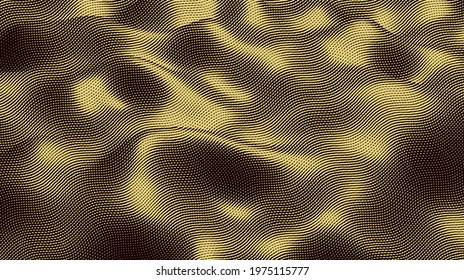 Resumen de fondo vectorial de ola dorada hecho en estilo engrave. Diseño de fondo de lujo dorado.
