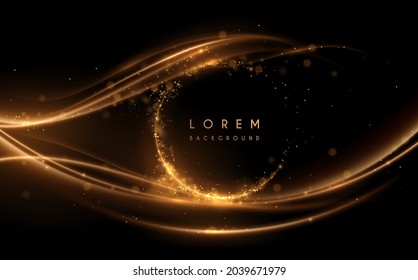 Abstract golden waved light lines background