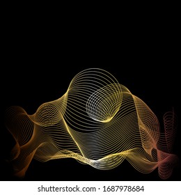 Abstract golden waves on a black background.