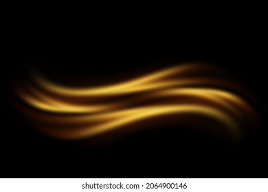 Abstract golden waves. Vector design element of shiny gold moving lines with glitter effect on dark background for greeting card, discount coupon, banner, flyer, poster and web design.