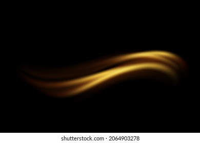 Abstract golden waves. Vector design element of shiny gold moving lines with glitter effect on dark background.