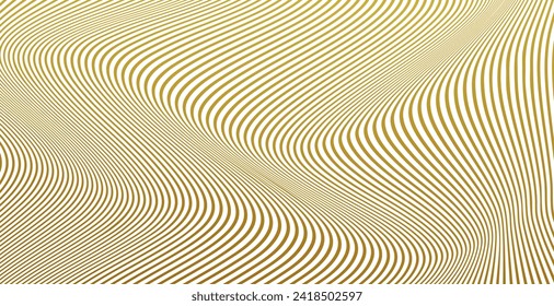 abstract golden wavy lines background. Vector illustration