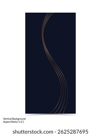 Abstract golden wavy shiny golden decorative lines on vertical background 81