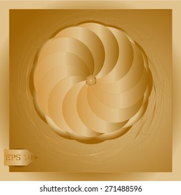 abstract golden whirl movement background, vector illustration, optical art.