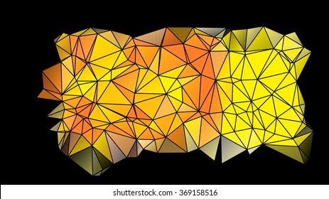 Abstract golden yellow background consisting of triangles. Vector art.