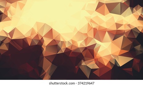 Abstract golden yellow background consisting of triangles. Vector art.