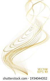 Abstract Golden and Yellow Pattern with Waves. Beige Smoke. Striped Linear Texture. Vector. 3D Illustration