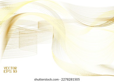Abstract Golden and Yellow Pattern with Waves. Striped Linear Texture. Vector. 3D Illustration