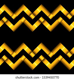 Abstract golden zig zag seamless pattern. Black and yellow gradient texture. Luxury shining design for greeting cards, textiles, posters, etc.