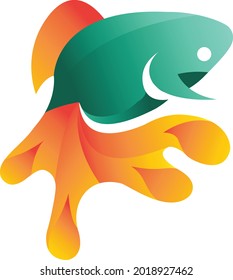 the abstract goldfish silhouette an animal from a golden gradient