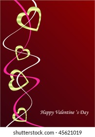 Abstract goldl heart over red
