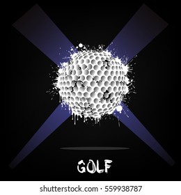 Abstract golf ball of ink blots in lighting. Vector illustration